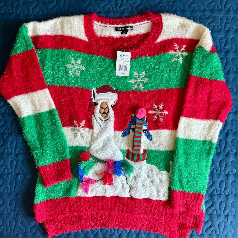 Festive Llama Sweater - Size L